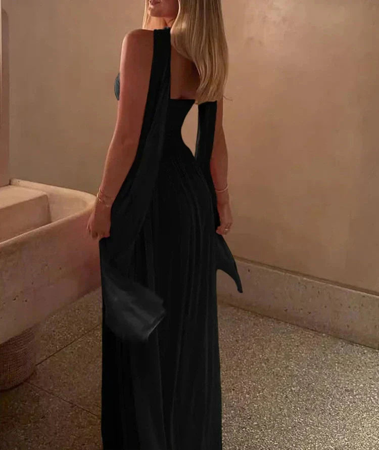 Valenzora | Patchwork Maxi Dress Scarf Backless Strapless Ruffled Banquet