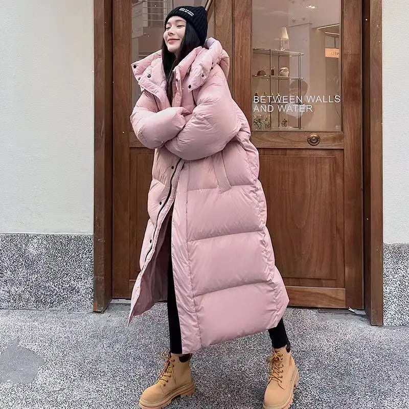 Valenzora | Long Stylish Down Jacket T-Shirt with Hood