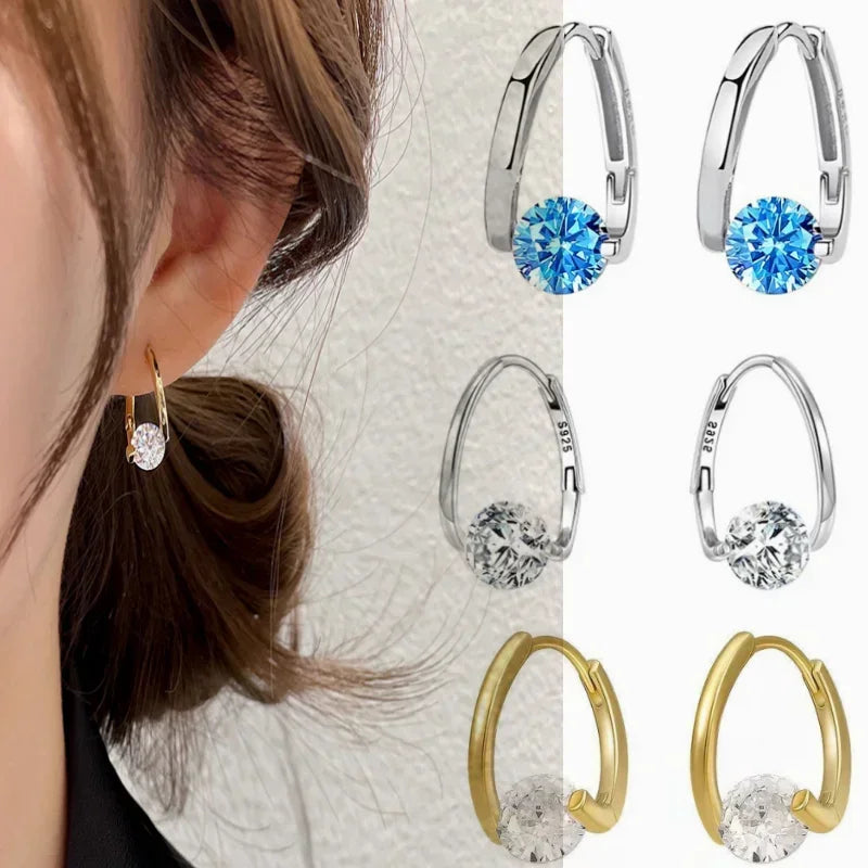 Valenzora | Sterling Silver Geometric Zircon Earrings