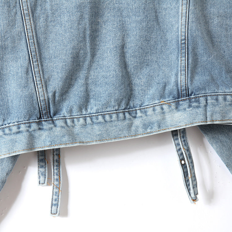 Valenzora | Denim Jacket with Floral Embroidery and Sequins