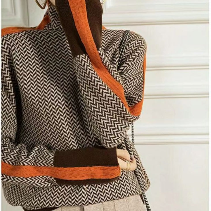 Valenzora Geometric knitted roll neck sweater