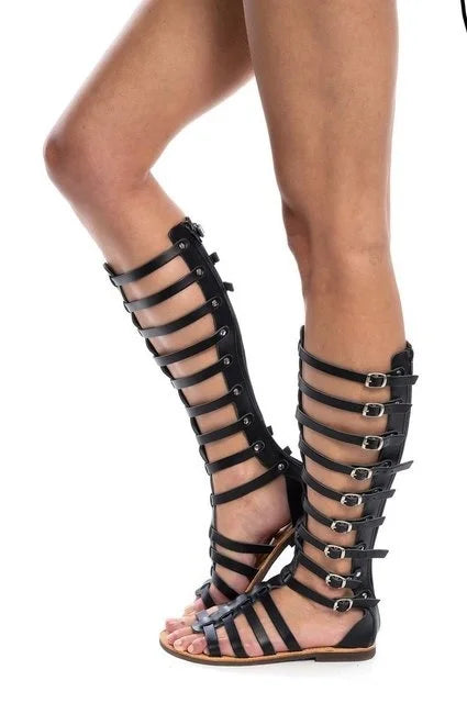 Valenzora | Gladiator Sandal Women's Summer Roman Bandage Sandals Women's Casual Zip Flat Sandals Girls' Summer Hole Beach Shoes
