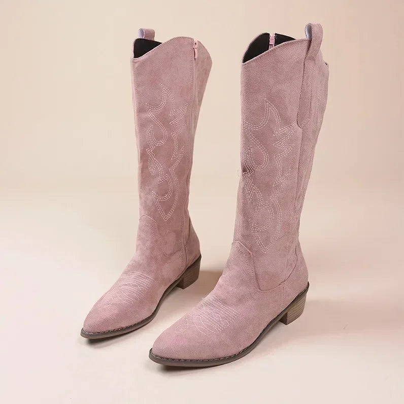 Valenzora | Knee-high cowboy boots Embroidery detail