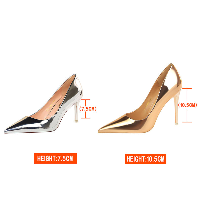 Valenzora | Metallic Heels with Pointed Toe