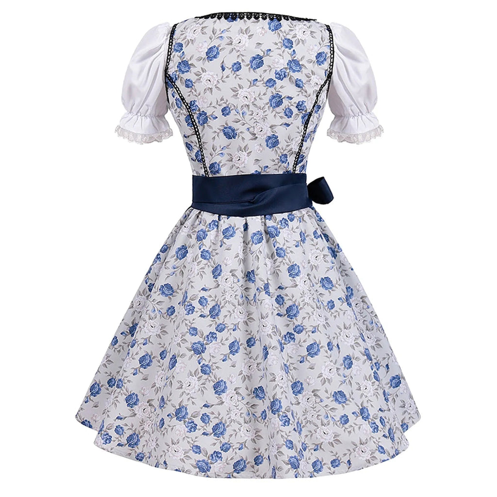 Valenzora | Kurzärmeliges Spitzen-Oktoberfestkleid mit Schürze