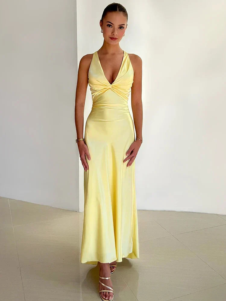 Valenzora | Bow Backless Evening Maxi Dress