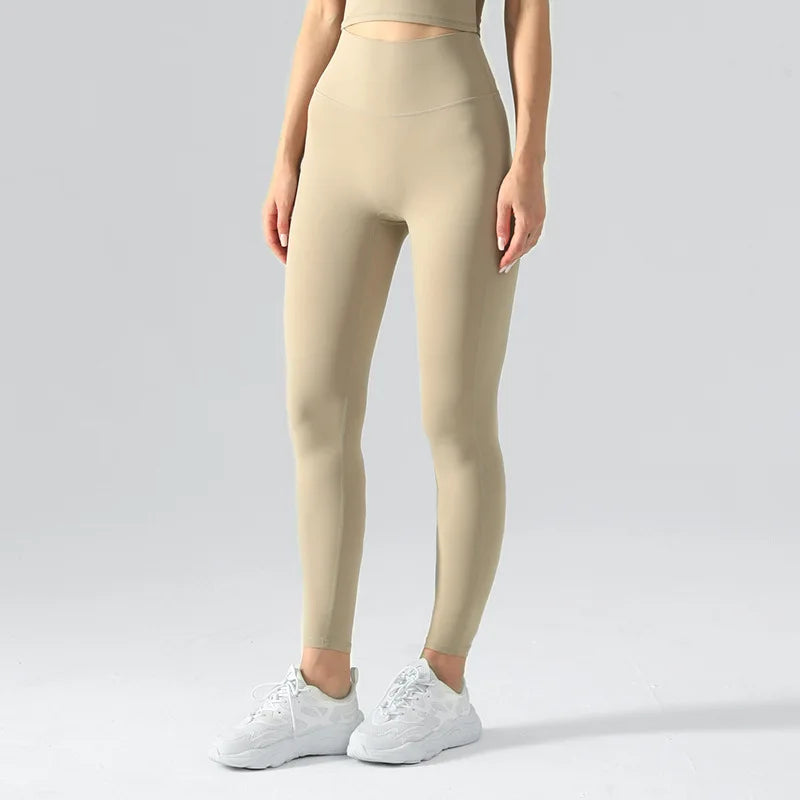 Valenzora | Emily Sportswear Naked High-Waisted Tight Yoga Pants Double-Sided Brushed Peach Butt-Lifting Running Sports Fitness Leggings