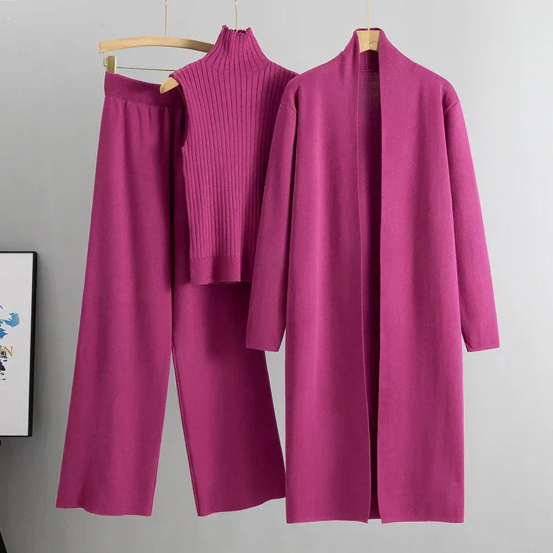 Valenzora | Women's Luxury 3-Piece Knit Co-Order Set Soft & Stretchy