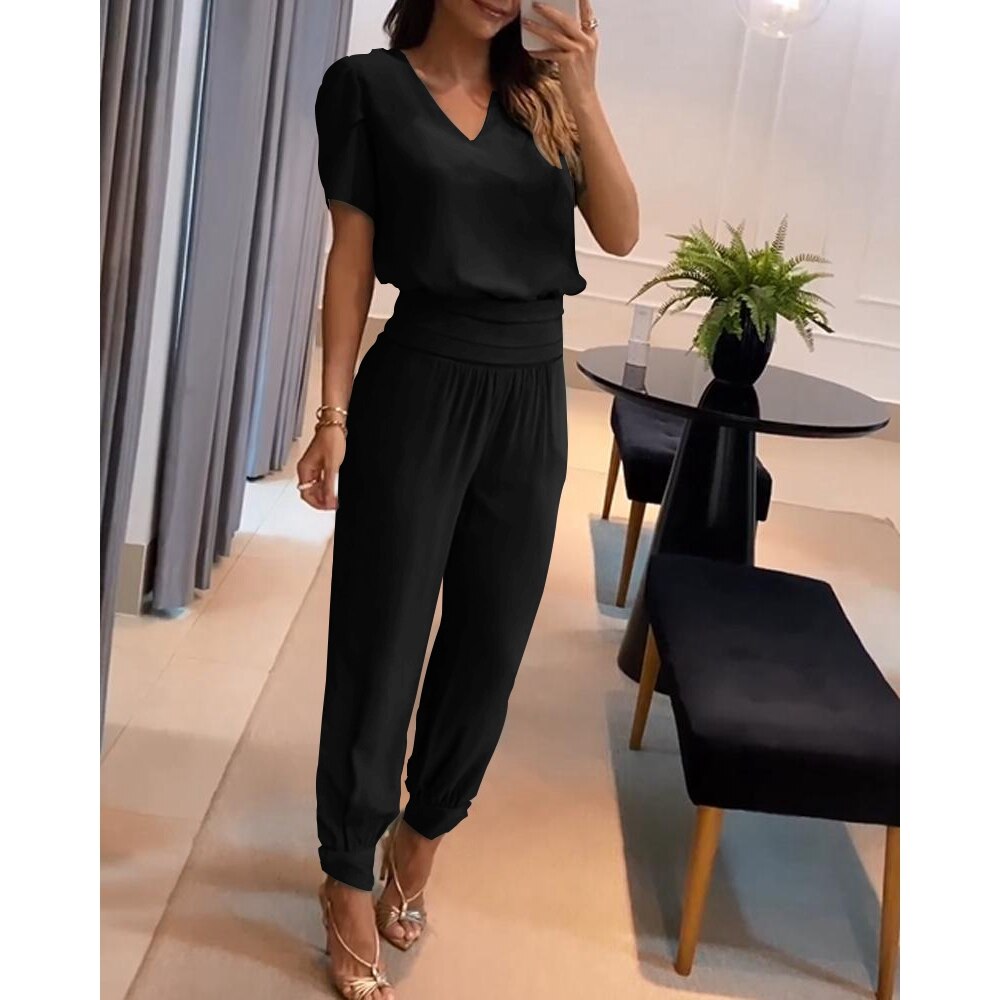 Valenzora | Damen V-Ausschnitt Jumpsuit