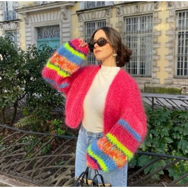 Striped open cardigan