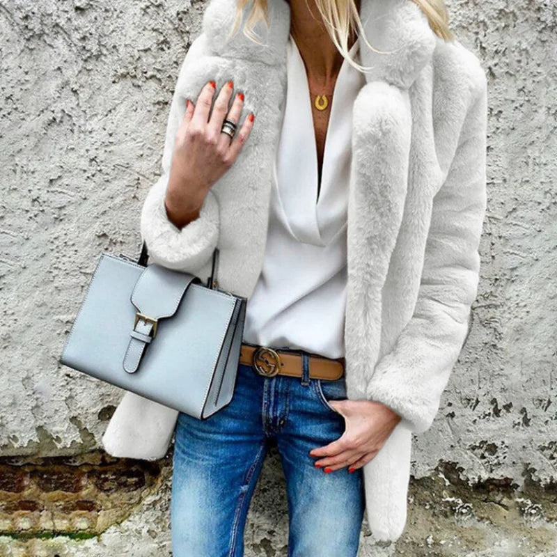 Fluffy winter coat for women