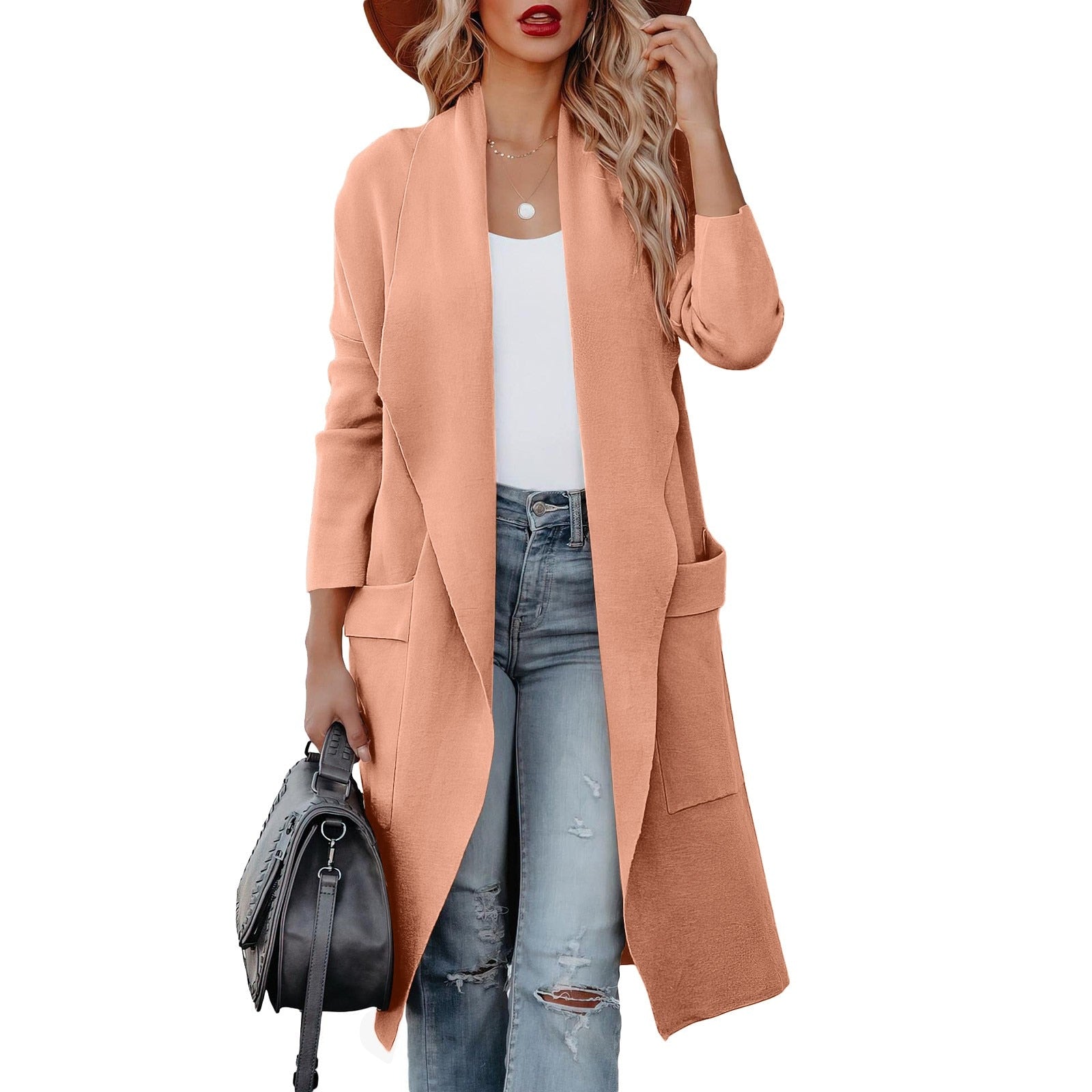 Valenzora - Stylish women's casual long solid color coat with pockets