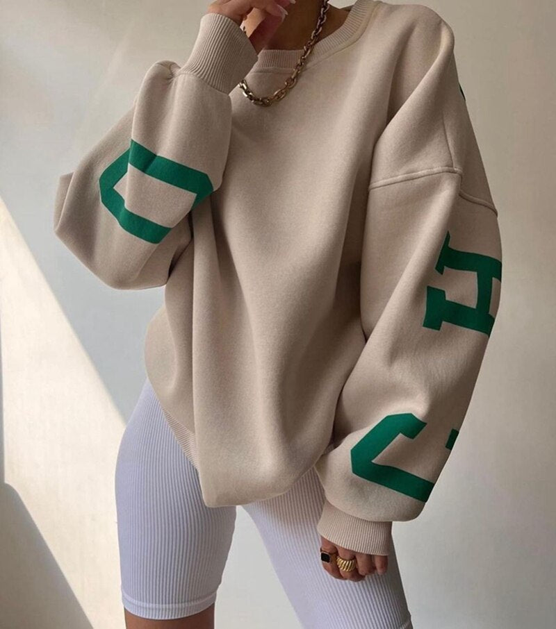 Valenzora Langarm-Oberteile O-Ausschnitt Hoodies