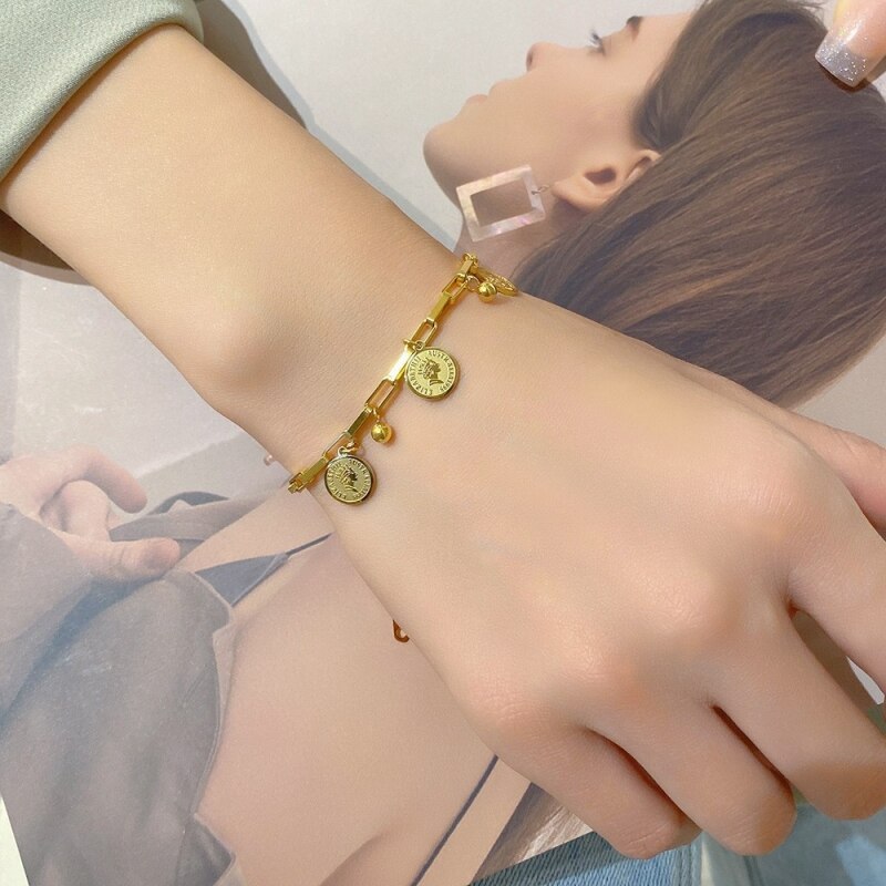 Valenzora Sparkling Freedom Bracelet | Women's Stainless Steel Round Signature Portrait Pendant