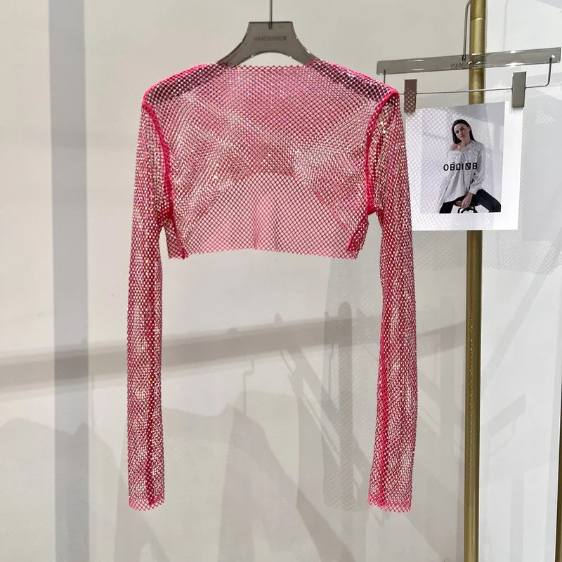 Valenzora | Diamond Long Sleeve Mesh Top