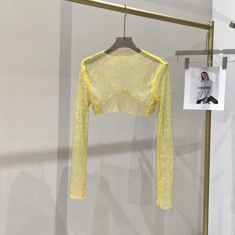 Valenzora | Diamond Long Sleeve Mesh Top