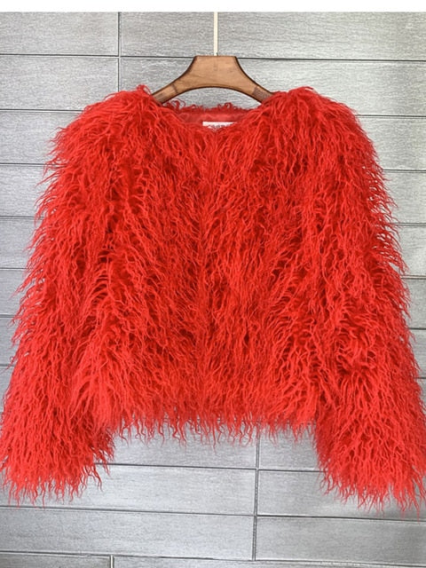 Women's thick warm faux fur coat