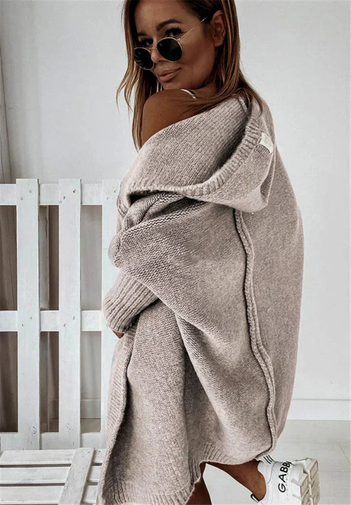 Valenzora | Superweiche Strickjacke mit Taschen und Kapuze für Damen