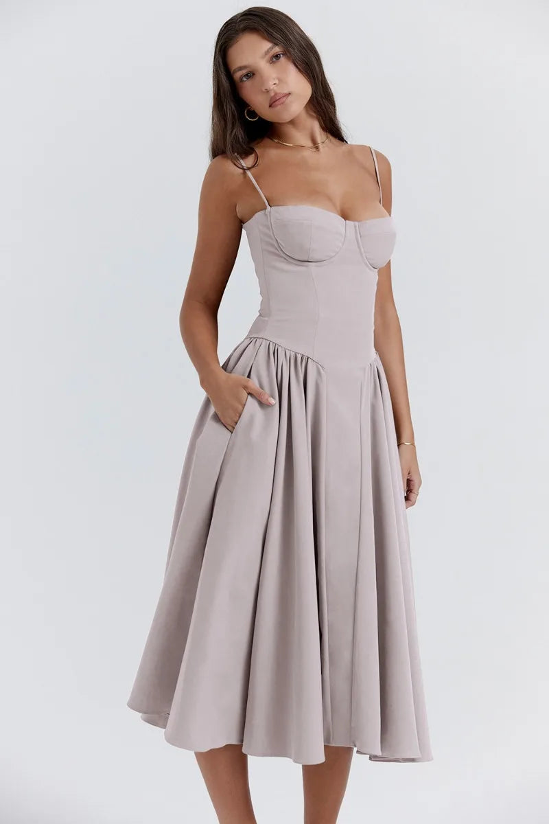 Valenzora | Ärmelloses Midikleid mit Korsett-Passform