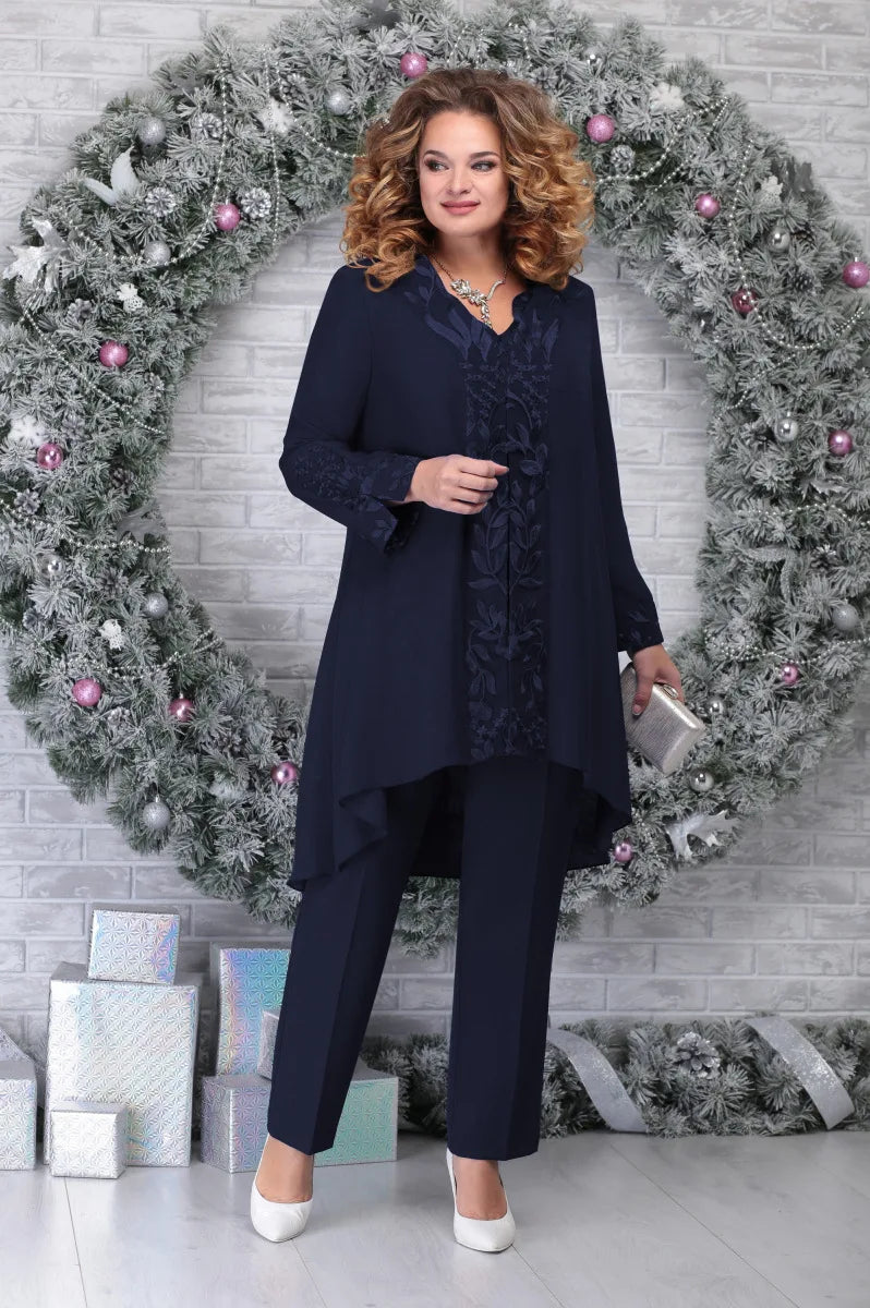 Valenzora | 3-Piece Embroidered Plus Size Set for Women