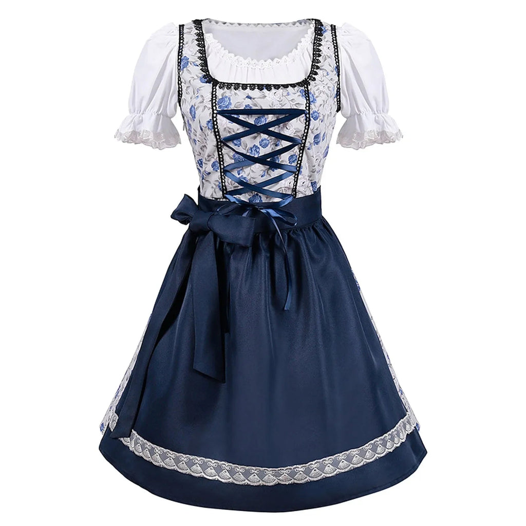 Valenzora | Kurzärmeliges Spitzen-Oktoberfestkleid mit Schürze