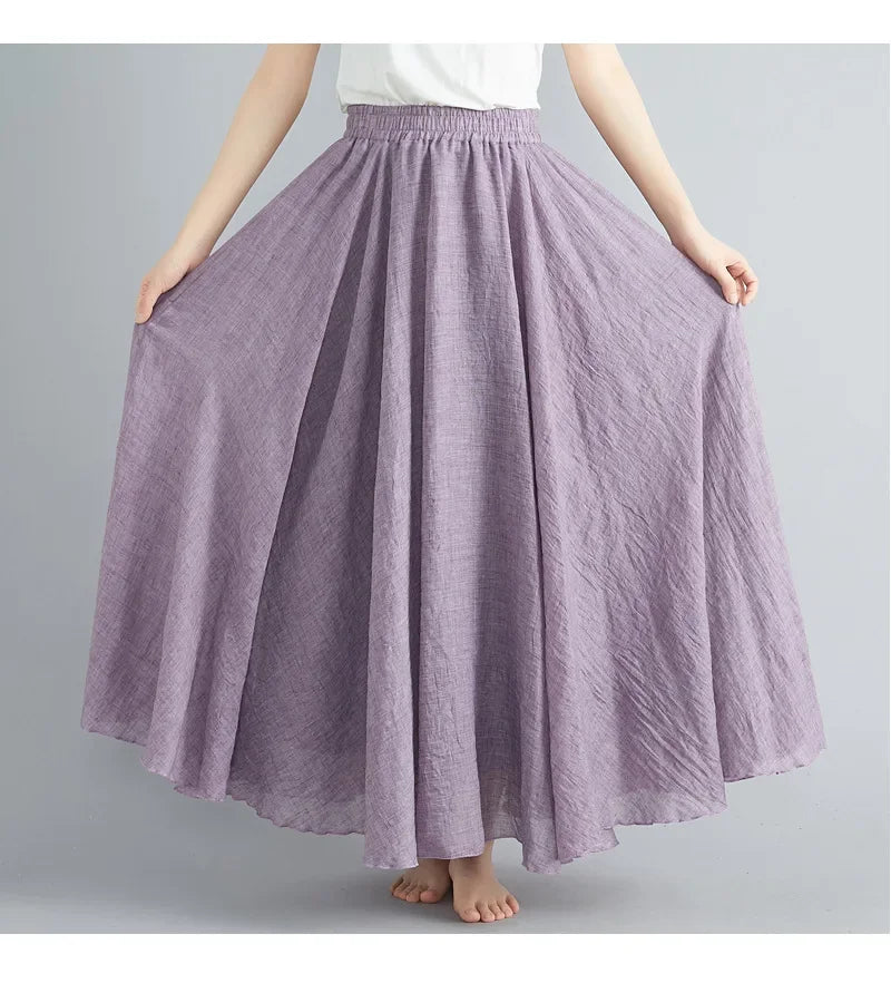 Valenzora | Fashion Baumwolle Leinen Kleidung Damenröcke Maxi Y2K Elegante Strand Saia Ropa Mujer Freizeitkleid Boho Lange Röcke Faldas Harajuku