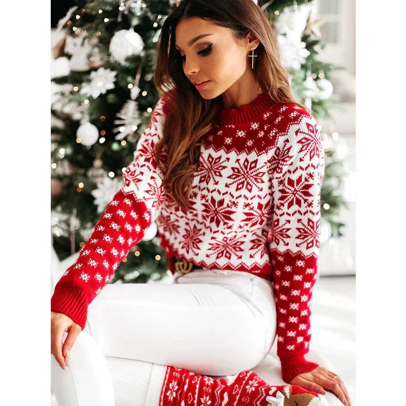 Valenzora - Hässlicher Weihnachtspullover - Strickpullover mit Schneeflockenmuster