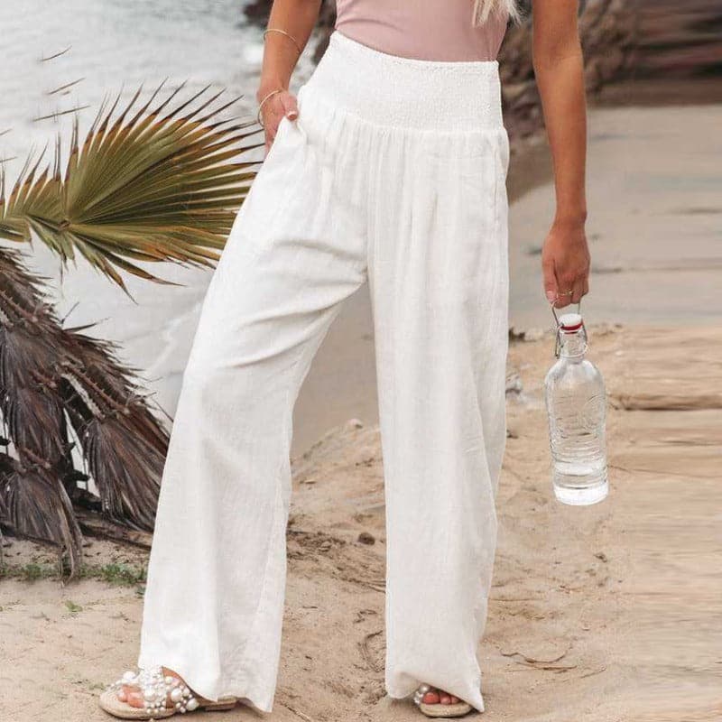 Valenzora | Casual wide linen trousers for women