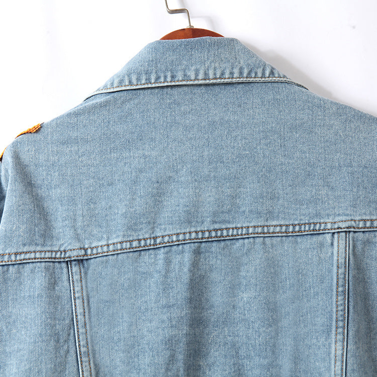 Valenzora | Denim Jacket with Floral Embroidery and Sequins
