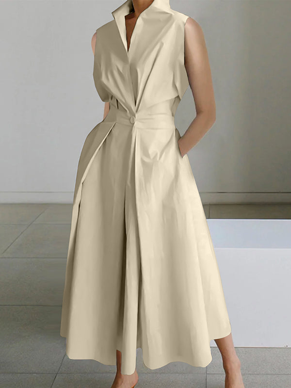 Valenzora | Weißes Baumwollkleid im urbanen Stil mit Hemdkragen