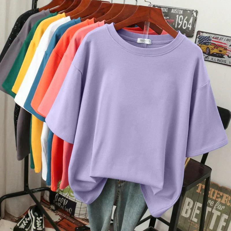 Valenzora | Cozy cotton basic T-shirt in plus sizes for women