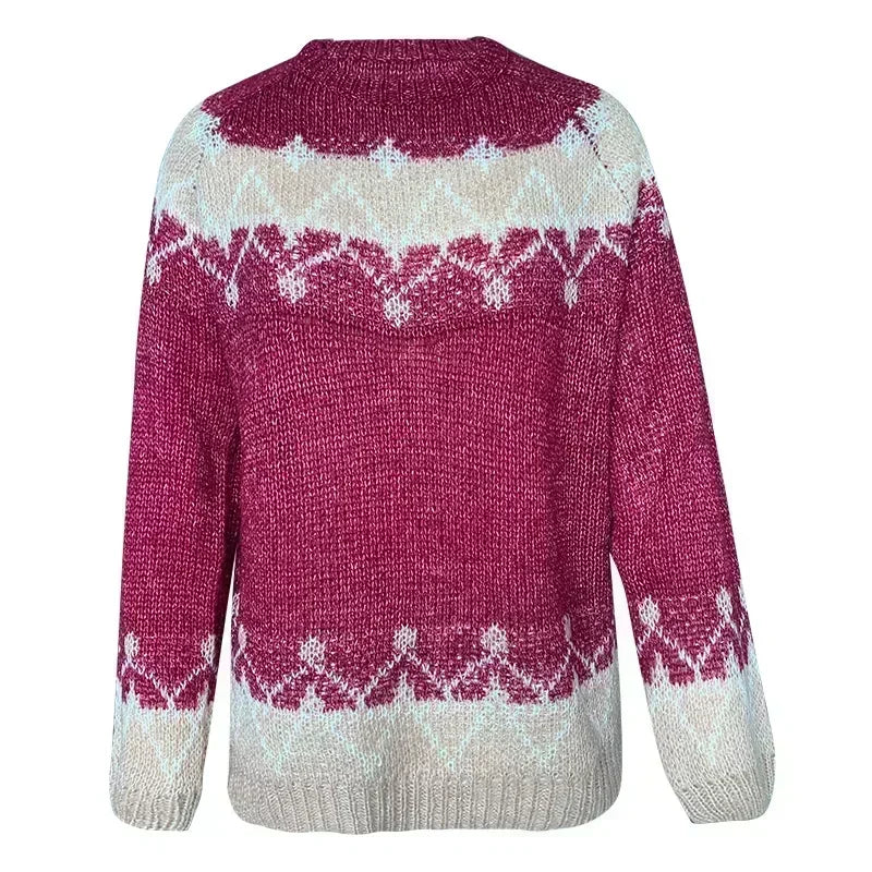 Valenzora – Hässlicher Weihnachtspullover – Grob gestrickter Pullover mit gemütlichem Jacquardmuster