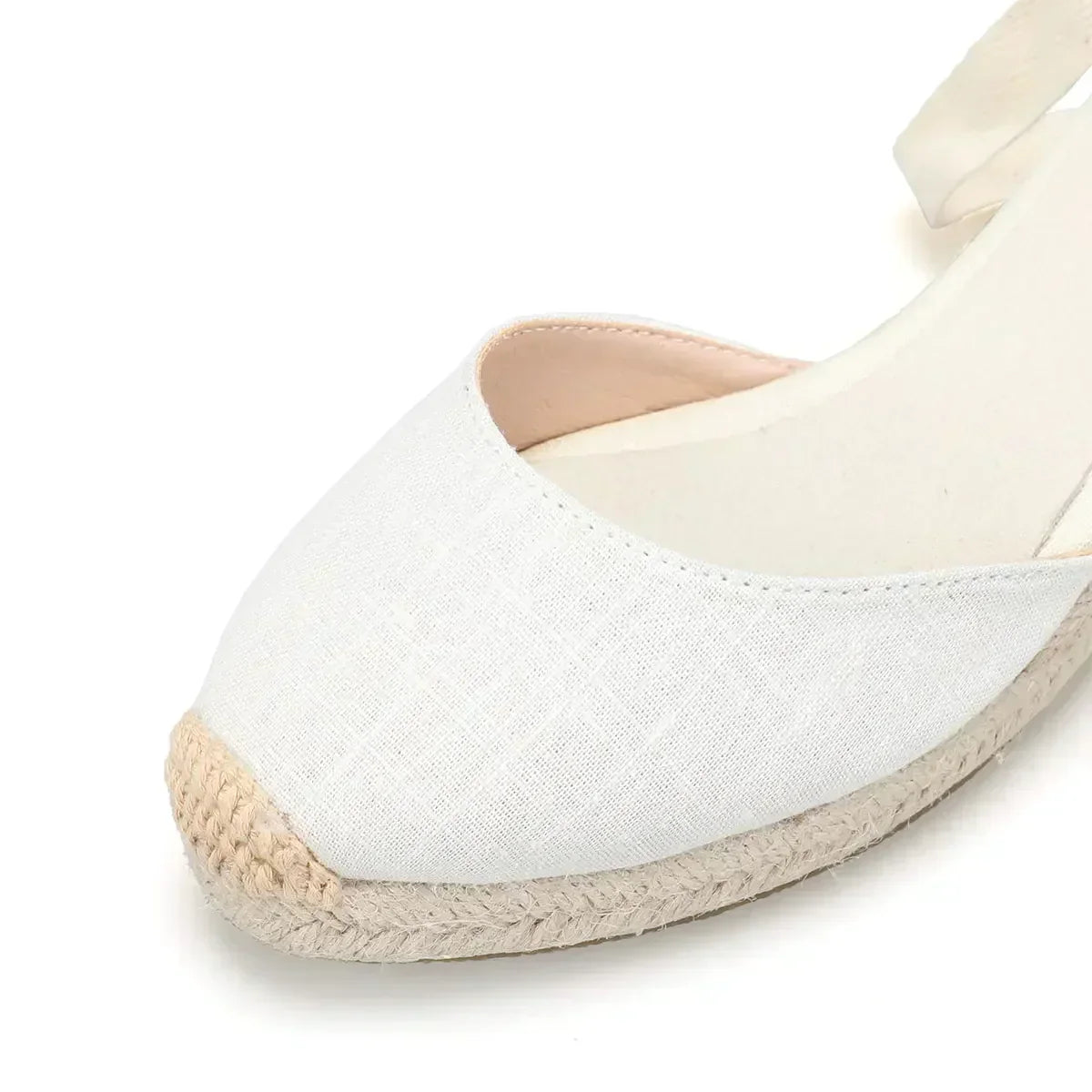 Valenzora | White Wedge Espadrilles Comfortable Lace-Up Sandals for Summer