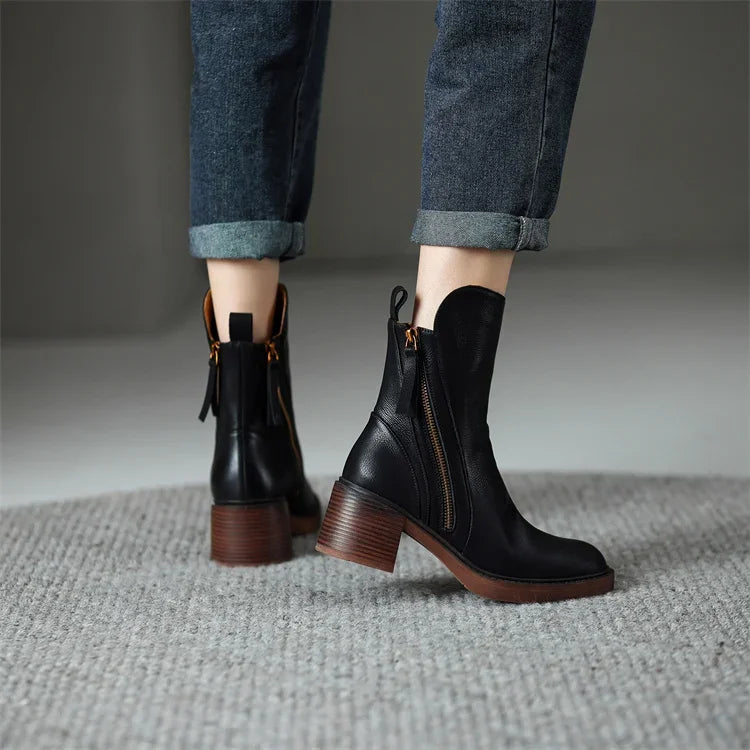 Valenzora – Damen Stiefeletten aus Leder