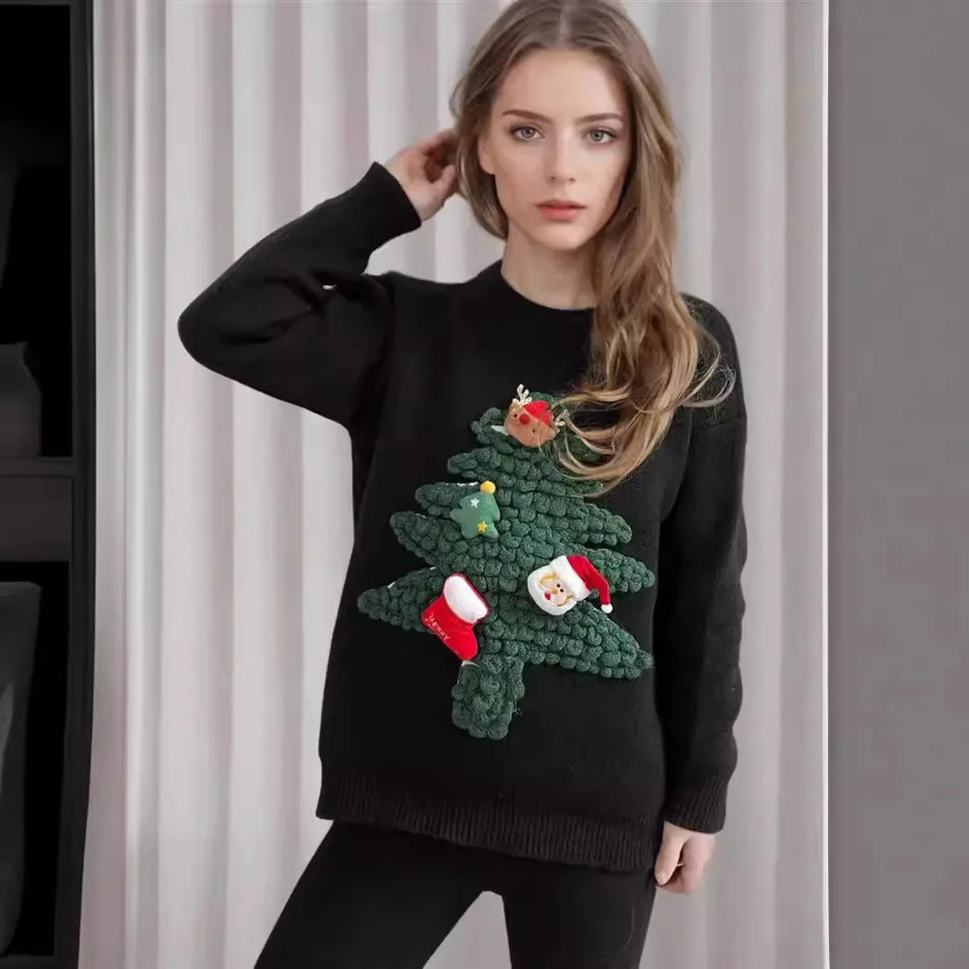 Valenzora - Hässlicher Weihnachtspullover - Hyggeliger Pullover mit 3D-Details und Weihnachtsthema