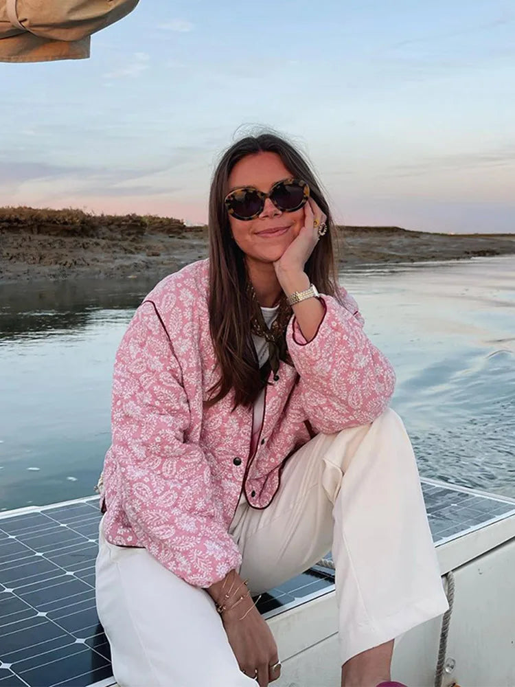Valenzora | Rosa Sommerjacke Mit Print
