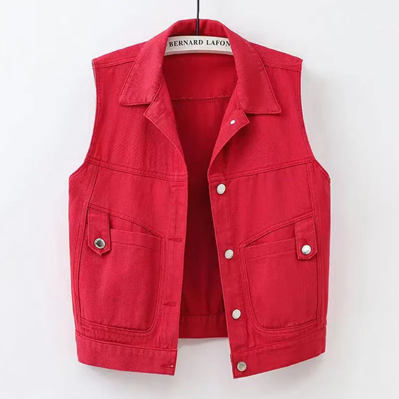 Valenzora | Casual denim vest with pocket detail