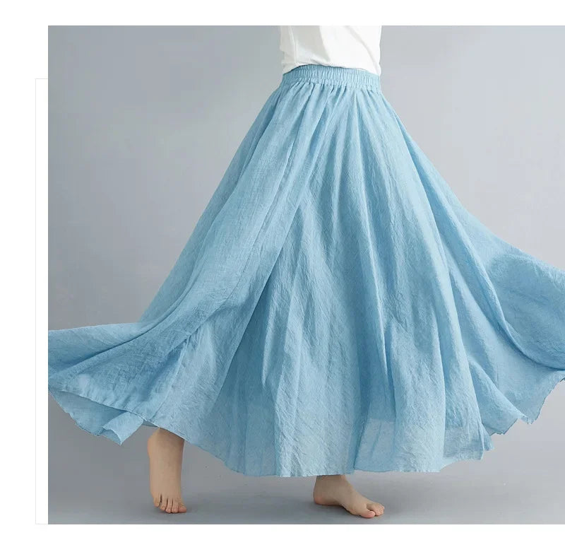 Valenzora | Fashion Baumwolle Leinen Kleidung Damenröcke Maxi Y2K Elegante Strand Saia Ropa Mujer Freizeitkleid Boho Lange Röcke Faldas Harajuku