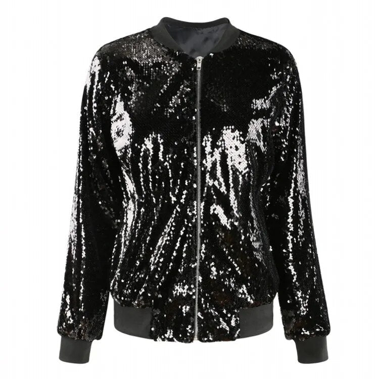 Valenzora | Pailletten-Mantel Bomberjacke