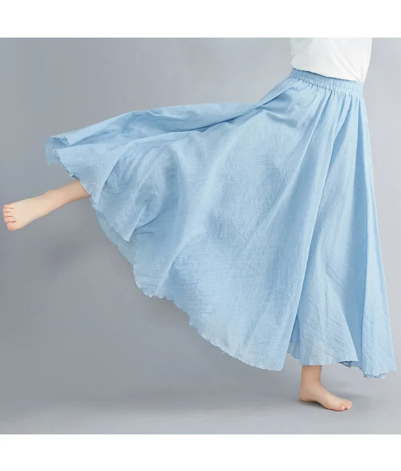 Valenzora | Fashion Baumwolle Leinen Kleidung Damenröcke Maxi Y2K Elegante Strand Saia Ropa Mujer Freizeitkleid Boho Lange Röcke Faldas Harajuku