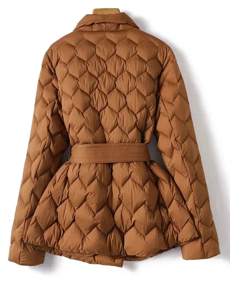 Valenzora | Elegant down jacket with belt