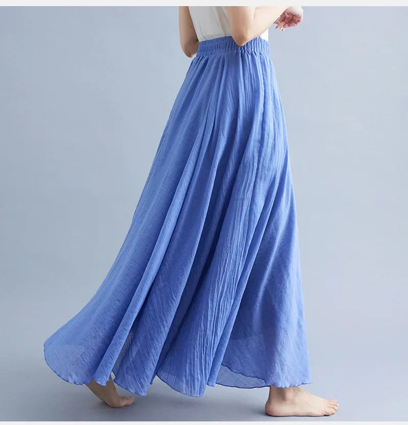 Valenzora | Fashion Baumwolle Leinen Kleidung Damenröcke Maxi Y2K Elegante Strand Saia Ropa Mujer Freizeitkleid Boho Lange Röcke Faldas Harajuku