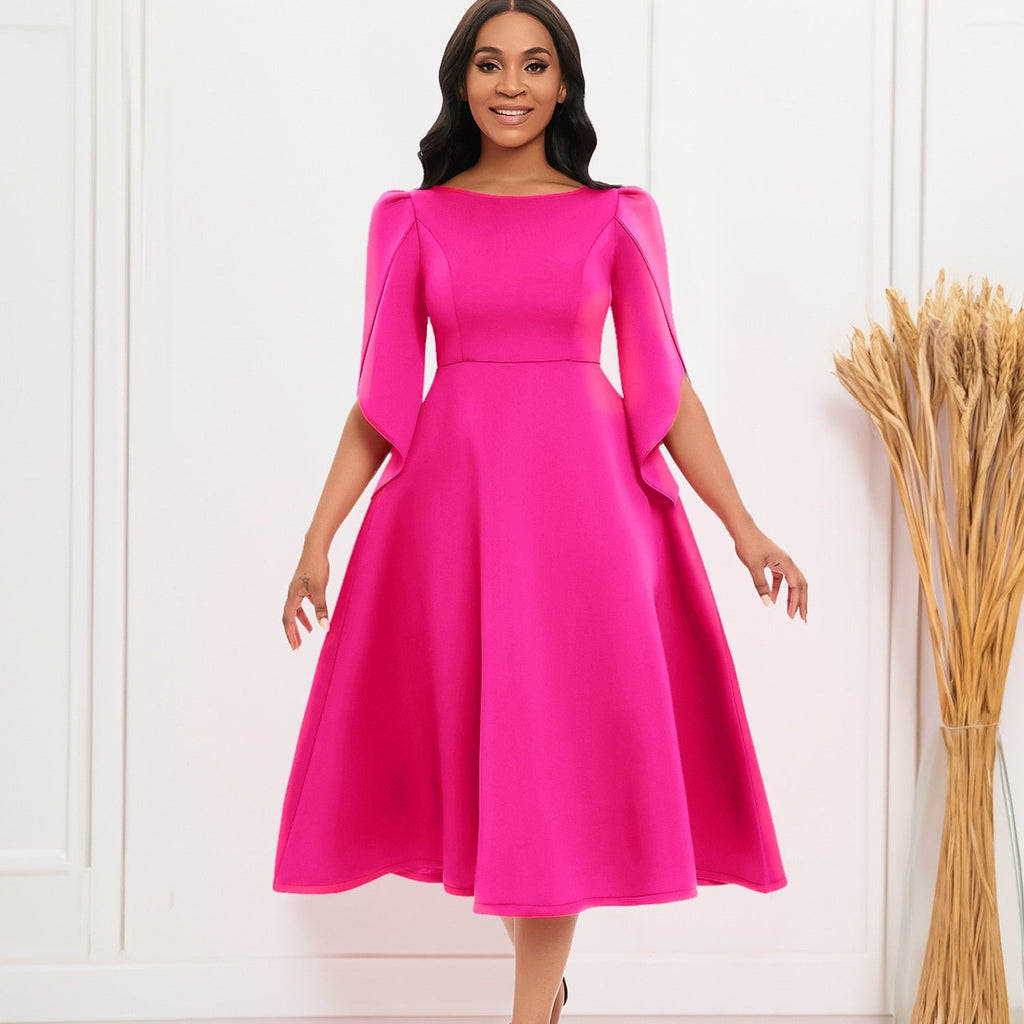 Valenzora - Elegant Pink Linen Dress