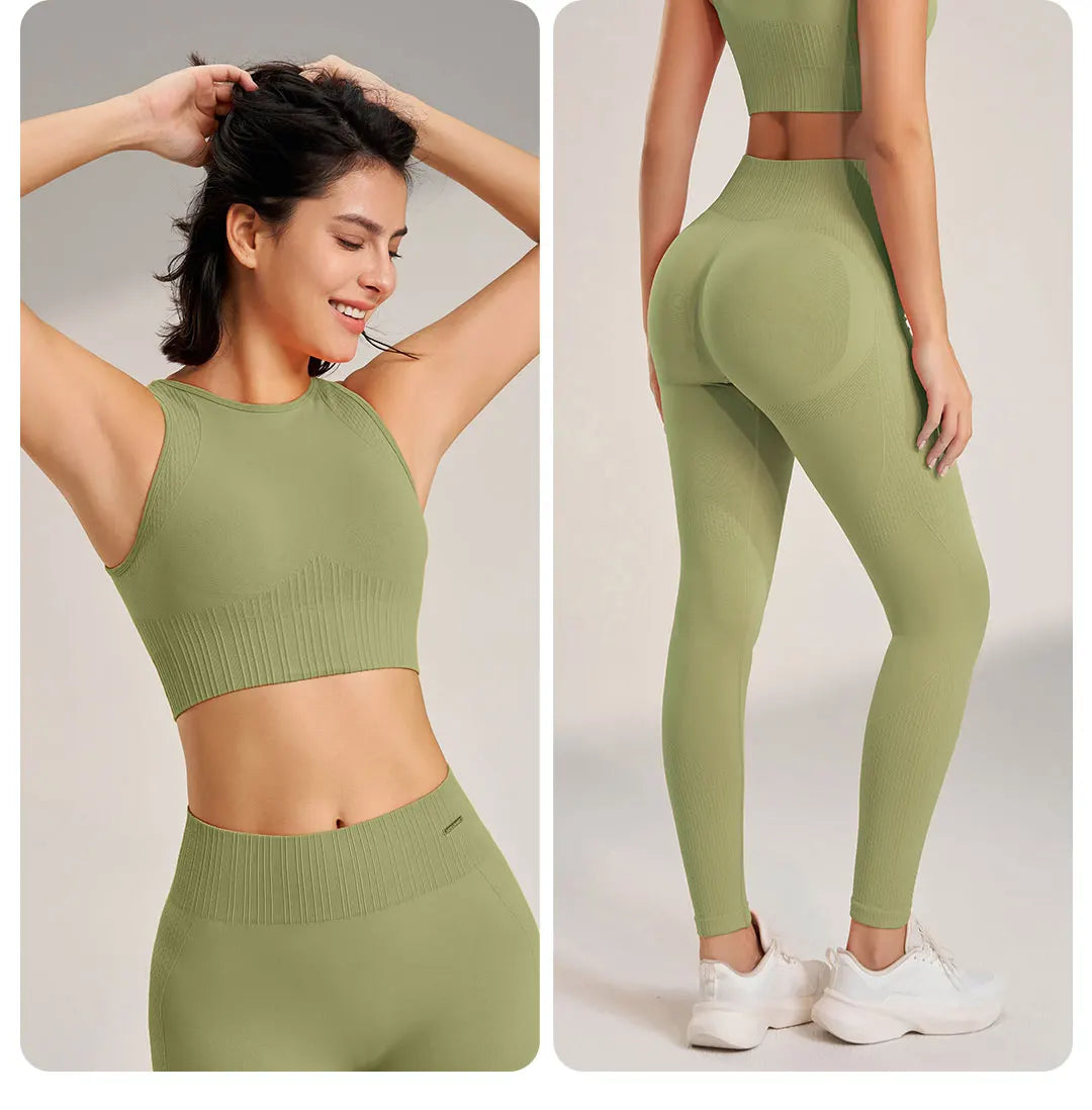 Valenzora | Seamless Yoga Set - High-Waisted Leggings & Top Two-Piece Fitness Outfit