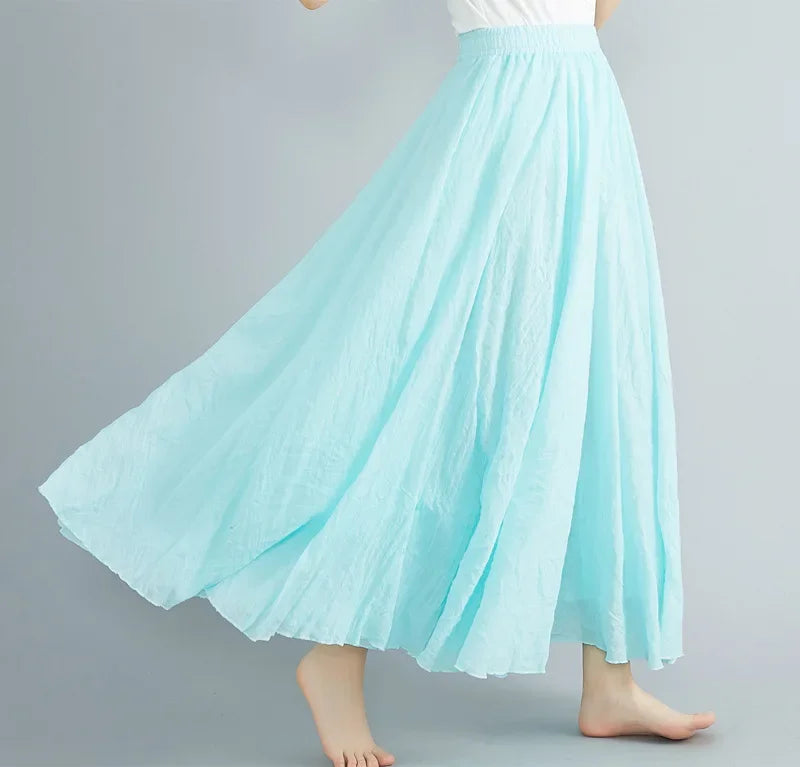 Valenzora | Fashion Baumwolle Leinen Kleidung Damenröcke Maxi Y2K Elegante Strand Saia Ropa Mujer Freizeitkleid Boho Lange Röcke Faldas Harajuku