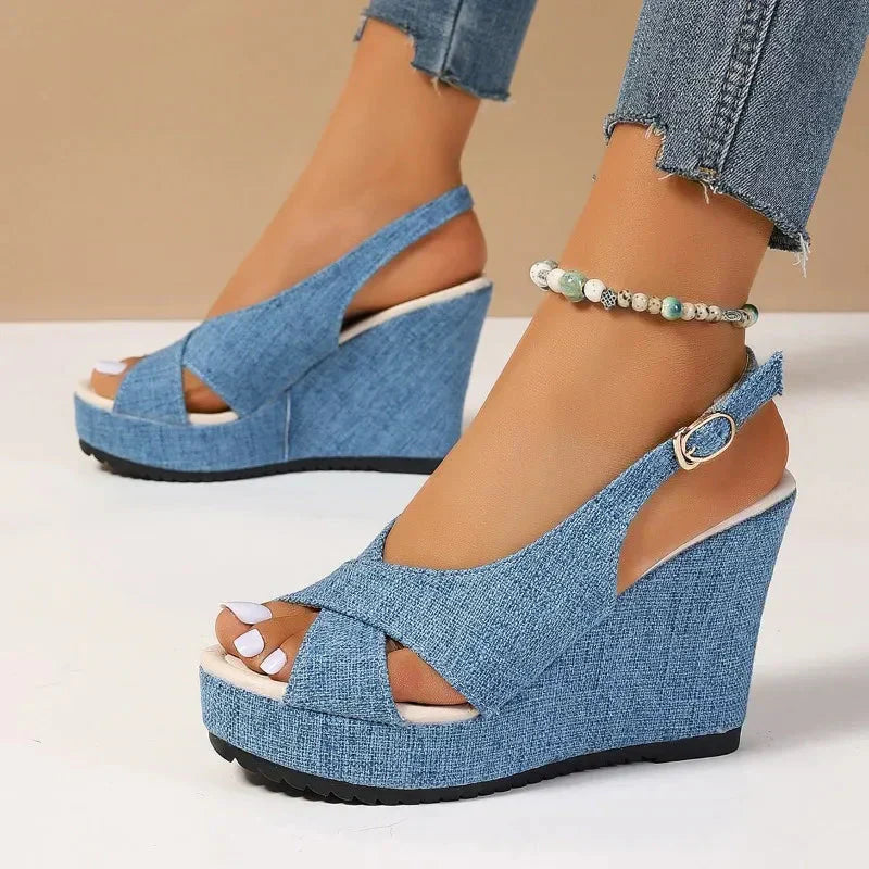 Valenzora | Keilsandalen aus Denim