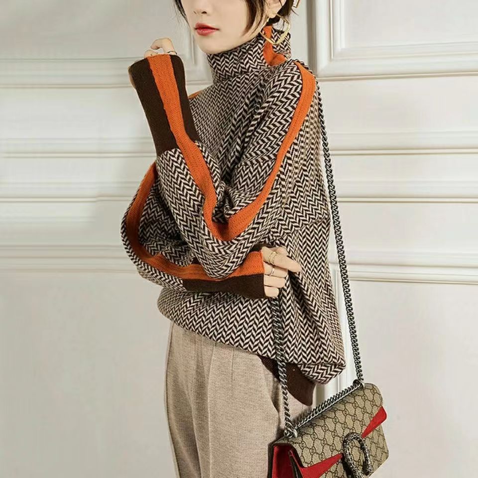 Valenzora Geometric knitted roll neck sweater