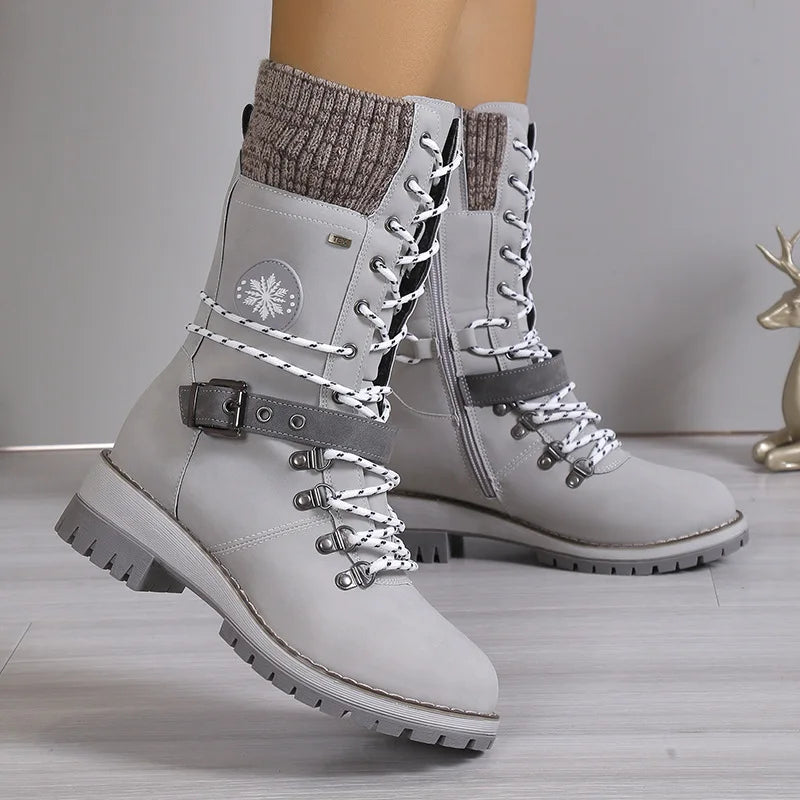 Valenzora | Fashionable lace-up boots with platform and thick sole