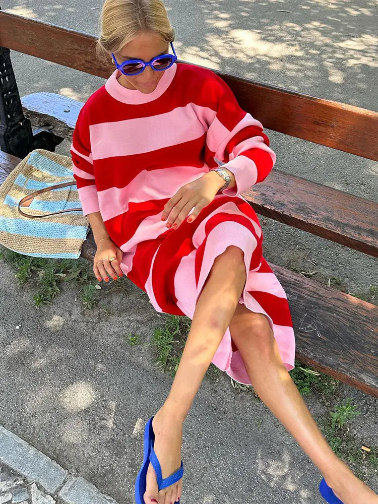 Casual striped midi dress