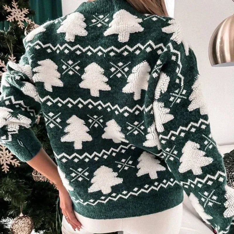 Valenzora - Ugly Christmas Sweater - Knitted sweater with 3D Christmas tree print